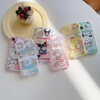 Roztomilý Hello Kitty Sanrio Kuromi Cinnamoroll Svetelný Telefón púzdra Pre iPhone 14 13 12 11 Pro Max XR XS MAX X Mäkké Pokrytie Y2k Dievča