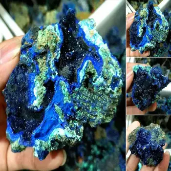 Prírodné Azurite Malachit Geode Crystal Minerálne Vzor Reiki Liečenie Kameň Zberateľskú