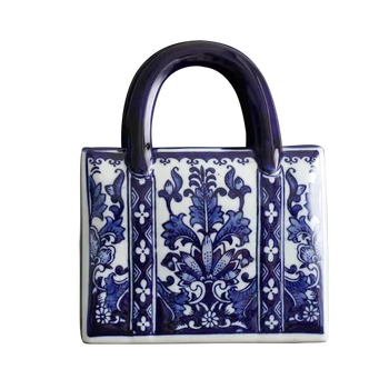Čínsky štýl, Modré A Biele Keramické Kabelka Tvar Vázy Porcelánové Vázy Pre Umelé Kvetinové Dekorácie, Vázy