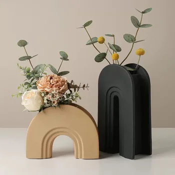 Keramické Oblúkový Most Váza Nordic Geometrické Vázy Socha Sušených Kvetov, Črepníkových Moderné Umenie, Remeslá Obývacia Izba Domáce Dekorácie